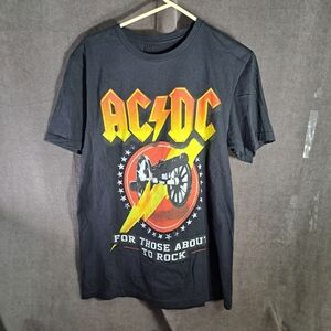 AC/DC For Those About To Rock Black Red Yellow Canon Graphic Band Tee VG- S